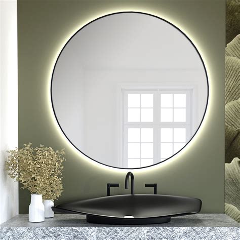 lustro łazienkowe led okrągłe czarne baltica design