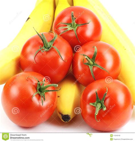 Isolated Banana And Tomatoes Stock Image Image Of Fruit Macro 11318743