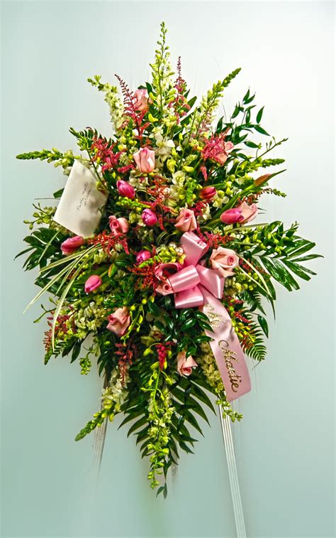 Funeral flower card messages are typically quite short, as you don't have much room. Standing Easel spray make with snapdragons, roses, tulips ...