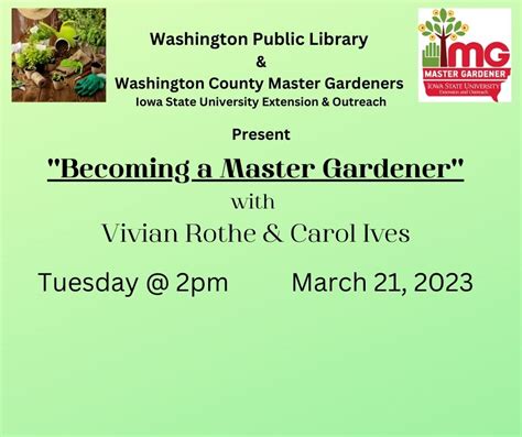 Becoming A Master Gardener City Of Washington Iowa