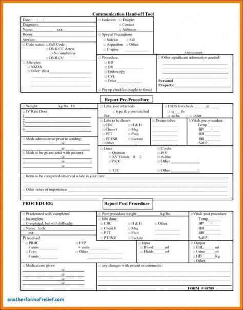 Nursing Handoff Report Template Creative Sample Templates