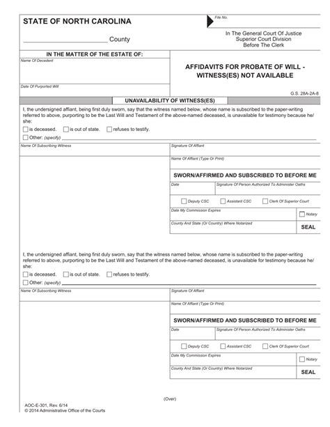 Form Aoc E 301 Fill Out Sign Online And Download Fillable Pdf North