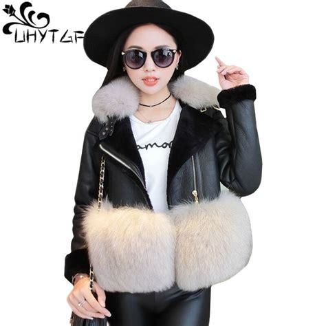 Uhytgf New Fashion Slim Winter Coat Womens Faux Wool Fur Coat Splice Jacket Imitation Fox Fur