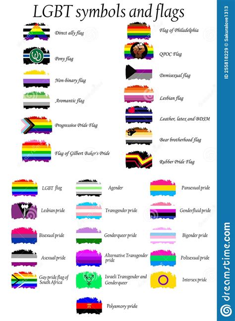 lgbt flag set including progressive standard bisexual polyamory asexual aromantic