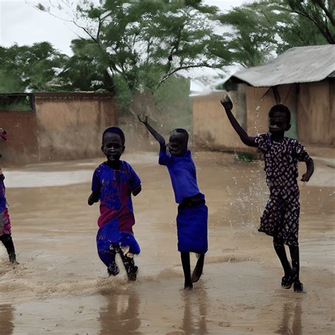 African Children Playing In The Rain · Creative Fabrica
