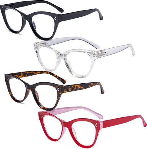 eyekepper 4 pack cateye design reading glasses oversized readers for women reading 3 00