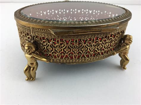 Brass Trinket Box With Hinged Lid