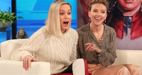Scarlett Johansson And Brie Larson Dont Quite Remember Their First Kisses Watch Brie Larson