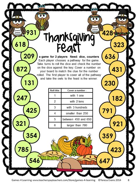 Thanksgiving activities for first grade. NO PREP Thanksgiving Math Games for Second Grade with ...