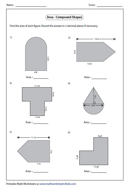 Area Of Composite Shapes Worksheet