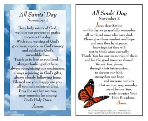 Prayer to saint michael the archangel. All Saints Day Prayer Card And All Souls Day Prayer Card ...