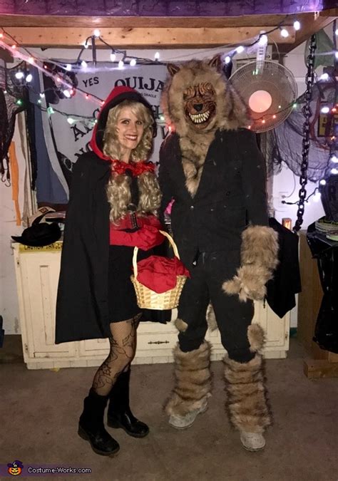 little red riding hood and the big bad wolf couple halloween costume easy diy costumes