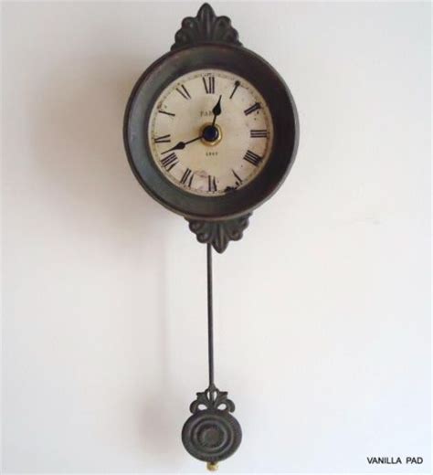 Small Pendulum Wall Clock Vintage Antique Style French Grey Shabby Ch