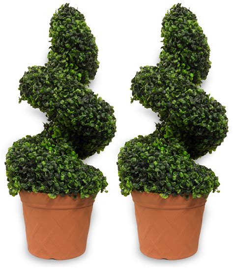 Woodside Artificial Topiary Swirl Trees 2 Pack Ornamental Outdoor Value
