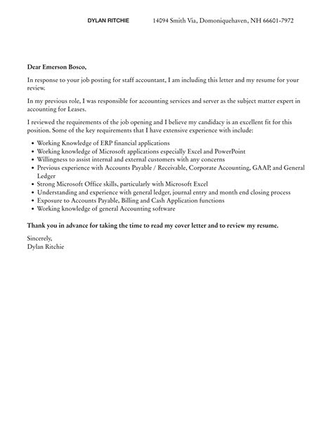 Staff Accountant Cover Letter Velvet Jobs