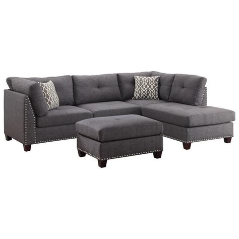 Acme Furniture Laurissa Sectional Sofa And Ottoman 2 Pillows Value