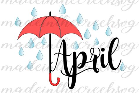 April Showers Raindrops Umbrella Month Cut File Svg Png Pdf For