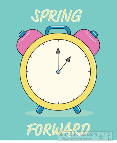 Seasonal Clipart Spring Forward Time Change Clock Green Clipart