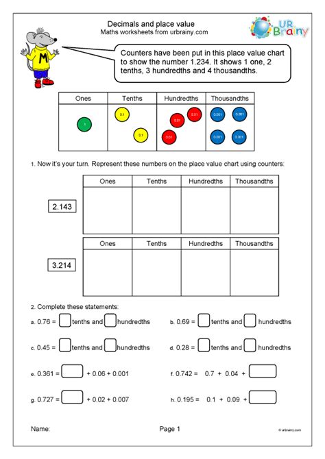 Decimals and place value - Number and Place Value by URBrainy.com