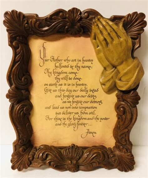 Vintage Lords Prayer Wall Hanging Praying Hands Christian Religious