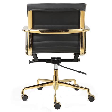 Black Italian Leather Gold M346 Modern Office Chairs Zin Home