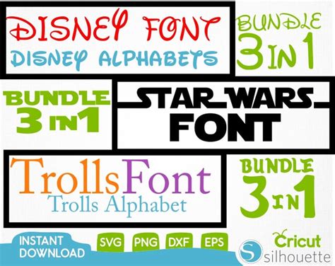 Disney Font Svg And Ttf Includestar Wars Font Svgtrolls Font Etsy