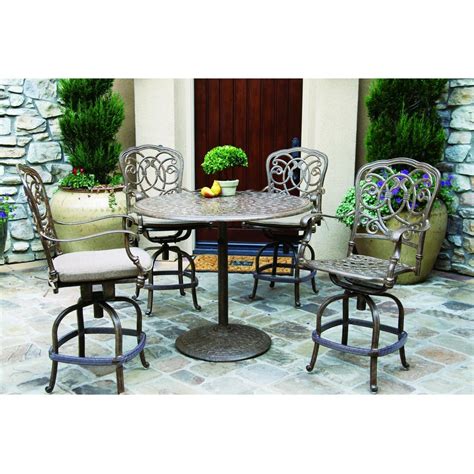 Darlee Florence 5 Piece Cast Aluminum Patio Counter Height Bar Set With