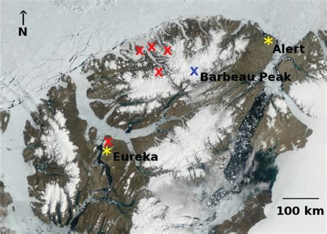 A Map Of Northern Ellesmere Island Coastal Mountains Reach Above 1000