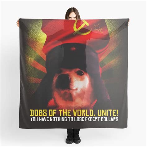 Communist Comrade Doggo Meme Funny Doge Dog Jimbo With Russia Sickle And Star On Red Background