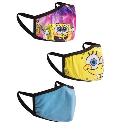 Nickelodeon Kids Spongebob Patrick Reusable Face Masks 3 Pack Rainbow