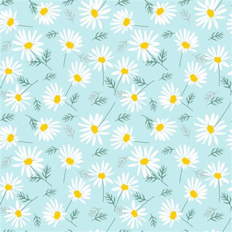 Premium Vector Sweet Daisy Flowers On Bright Blue Seamless Pattern