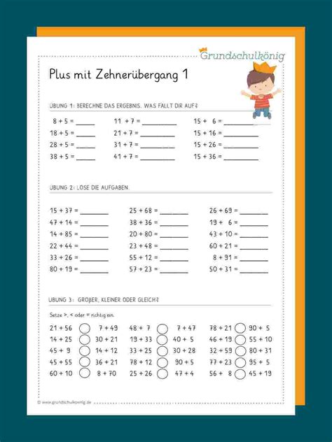 15 kostenlose arbeitsblätter für das subtrahieren im zahlenraum 100 in der 2. Addition mit Zehnerüberschreitung in 2020 | Lernen ...