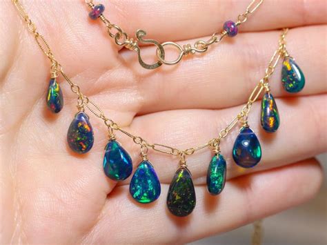 The Midnight Princess Necklace Black Opal Drop Necklace Ethiopian