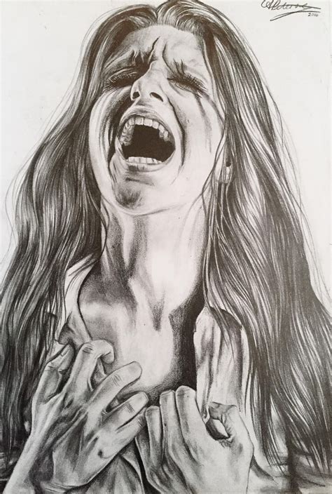 Anguish Graphite Pencil A3 Dark Art Drawings Emotional Art Abuse Art