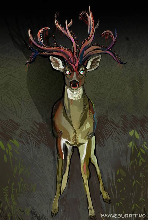 Deer Crossing By Braveburattino On Deviantart Scary Art Not Deer Cryptid Art Deer Drawing