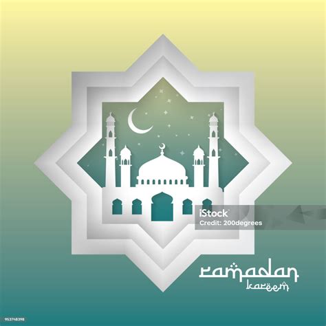 Ramadan Kareem Desain Kartu Ucapan Islam Dengan Unsur Masjid Kubah 3d