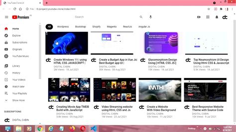 Youtube Clone Fully Working Youtube Clone With Html And Css With