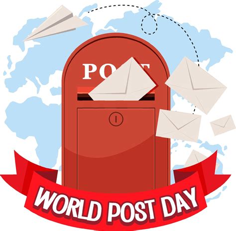 World Post Day Banner With A Postbox And Envelopes 6061851 Vector Art