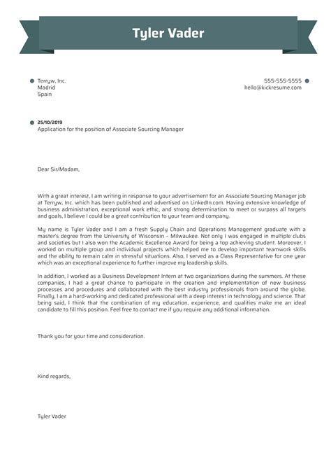 Graduate Cover Letter Example Kickresume