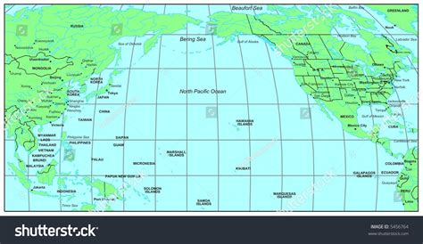 Sea Maps Series North Pacific Ocean Stock Illustration 5456764