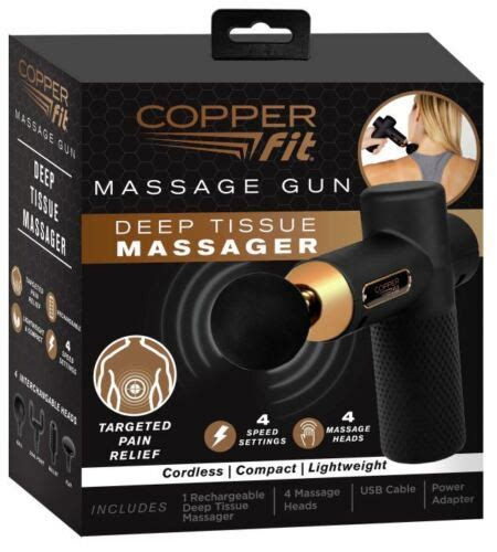 Copper Fit Percussion Massage Gun W 4 Attachments Cordless Recharge Shop Tv Products