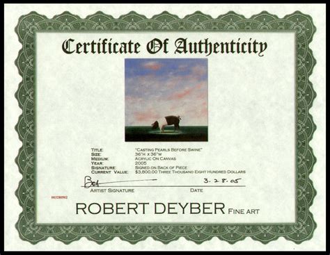 Certificate Of Authenticity Artwork Template Sample Professionally
