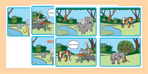Story Sequencing (4 per A4) to Support Teaching on Elmer