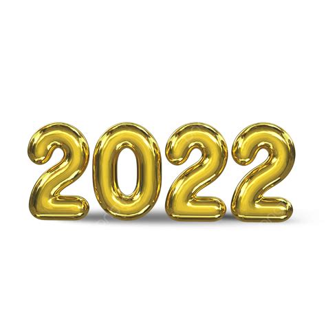 3d 2022 Gold Bold Letters Png New Year Texture Illustration Isolated On