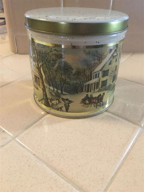 Currier And Ives Cookie Tin Winter Scene Reduced Price Ebay