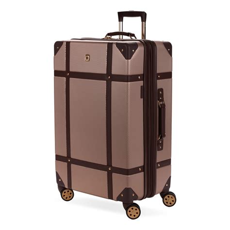 swissgear 7739 hardside luggage trunk with spinner wheels blush checked large 22 inch checked