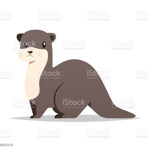 Cartoon Otter Vector Isolated Illustration Stock Illustration