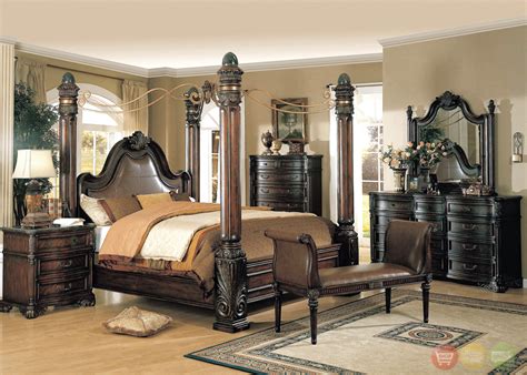 Shop wayfair for all the best traditional bedroom sets. Fabiana Traditional Poster Canopy Leather Bedroom Set w ...