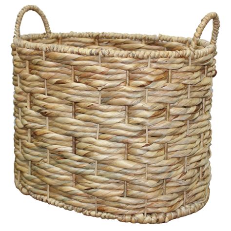 Oval Water Hyacinth Triple Twist Basket Large At Home