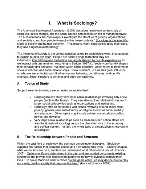 Intro To Sociology 1 Lecture Notes 1 3 I What Is Sociology The
